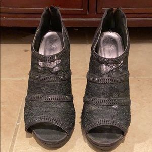 Black lace and studded heals